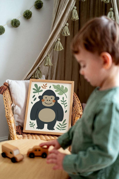 Jungle Gorilla Print – Cute Kids Room Wall Art