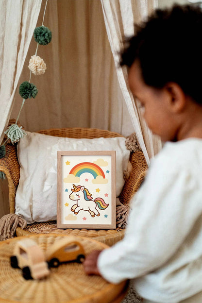 Cute Unicorn Poster – Wall Art for Girls’ Room Decor