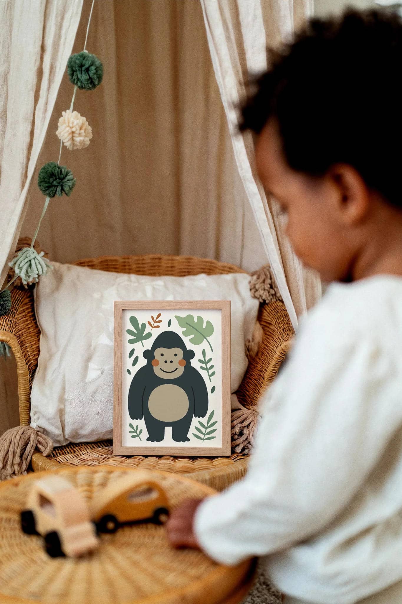 Jungle Gorilla Print – Cute Kids Room Wall Art
