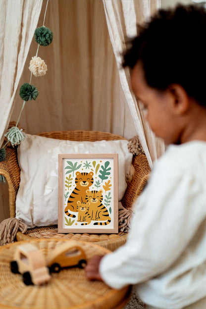 Tiger Family Poster – Jungle Kids Wall Art