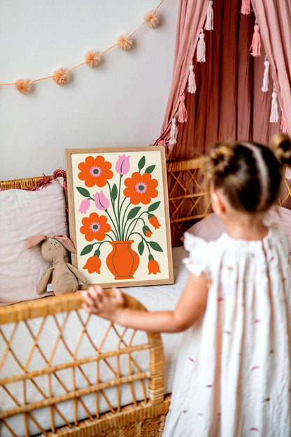 Vibrant Eclectic Flowers Poster – Kids Room Decor