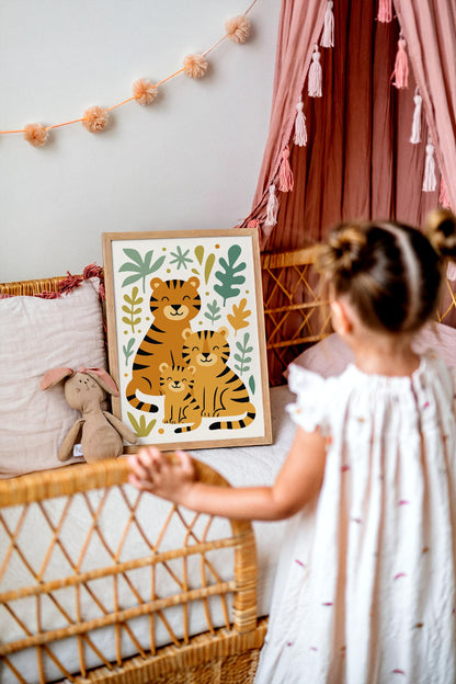 Tiger Family Poster – Jungle Kids Wall Art