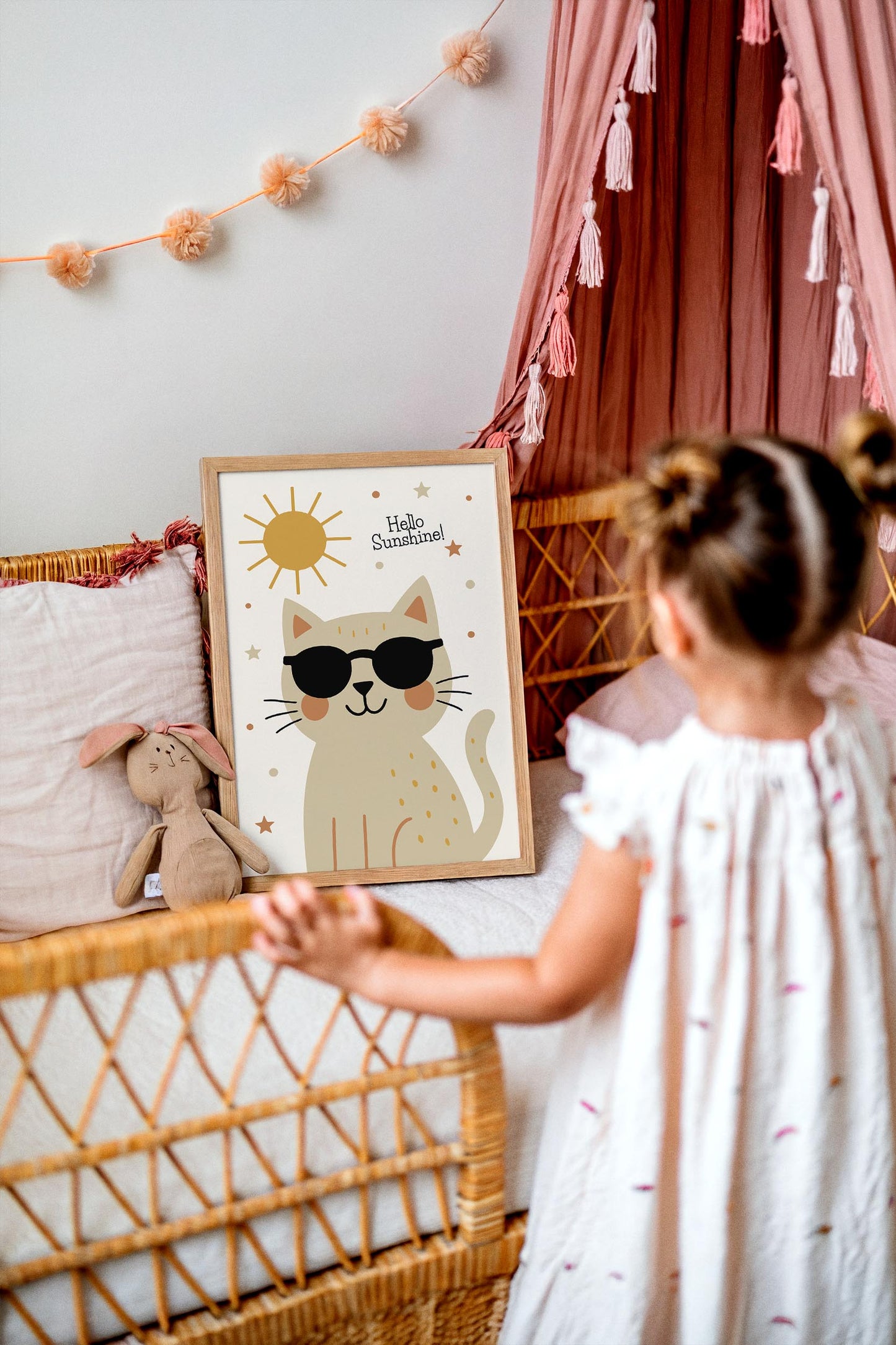 Cute Cat Sunshine Poster – Kids Room Wall Art