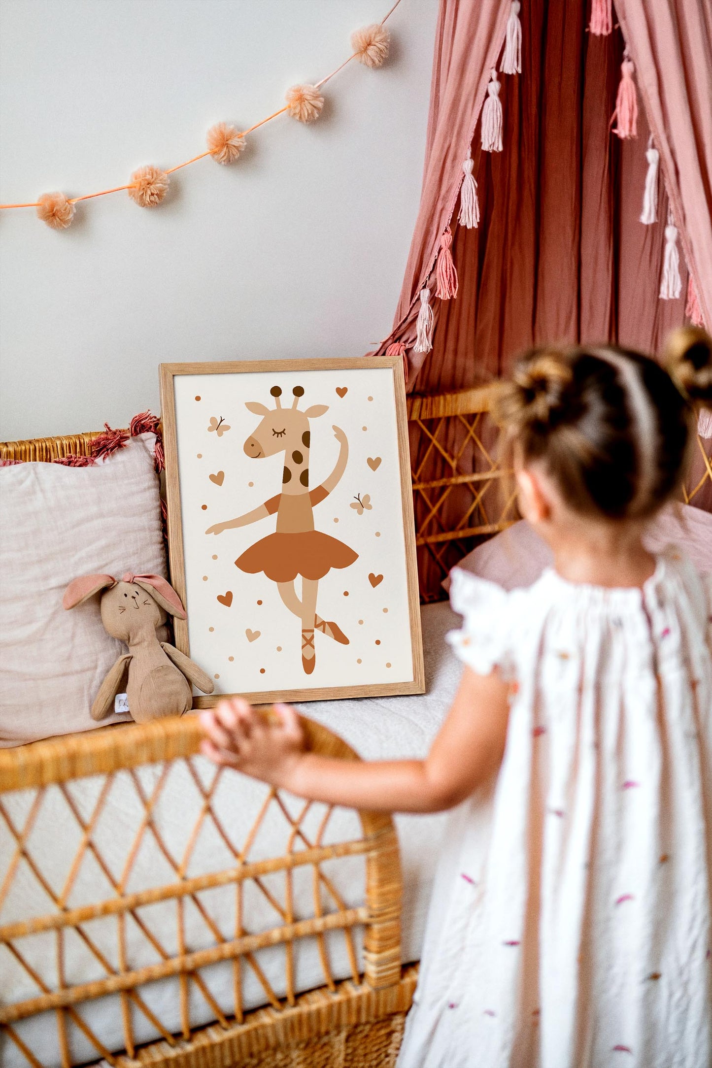 Cute Giraffe Ballerina Print - Kids Wall Ar