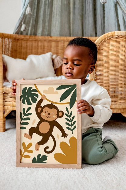 Tropical Jungle Monkey Poster – Cute Animal Print