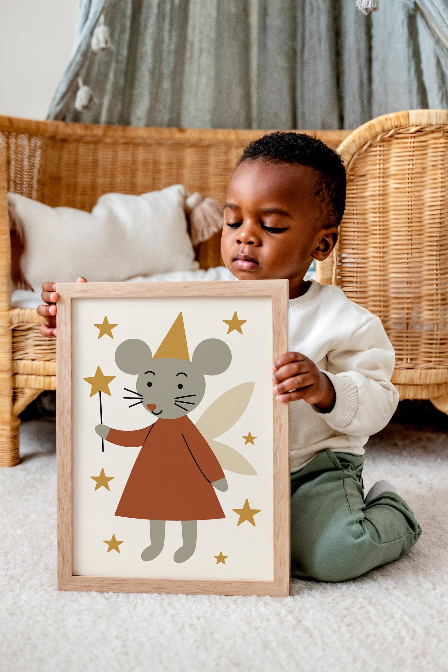 Cute Mouse Fairy Print – Scandinavian Nursery Decor