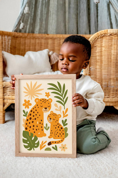 Cheetah Family Wall Art – Jungle Nature Print