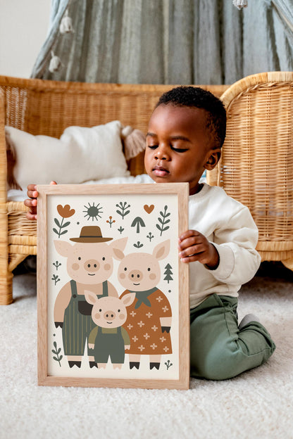 Pig Family Print - Farmhouse Kids Wall Art