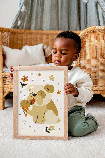Funny Bulldog Print - Kids Wall Art