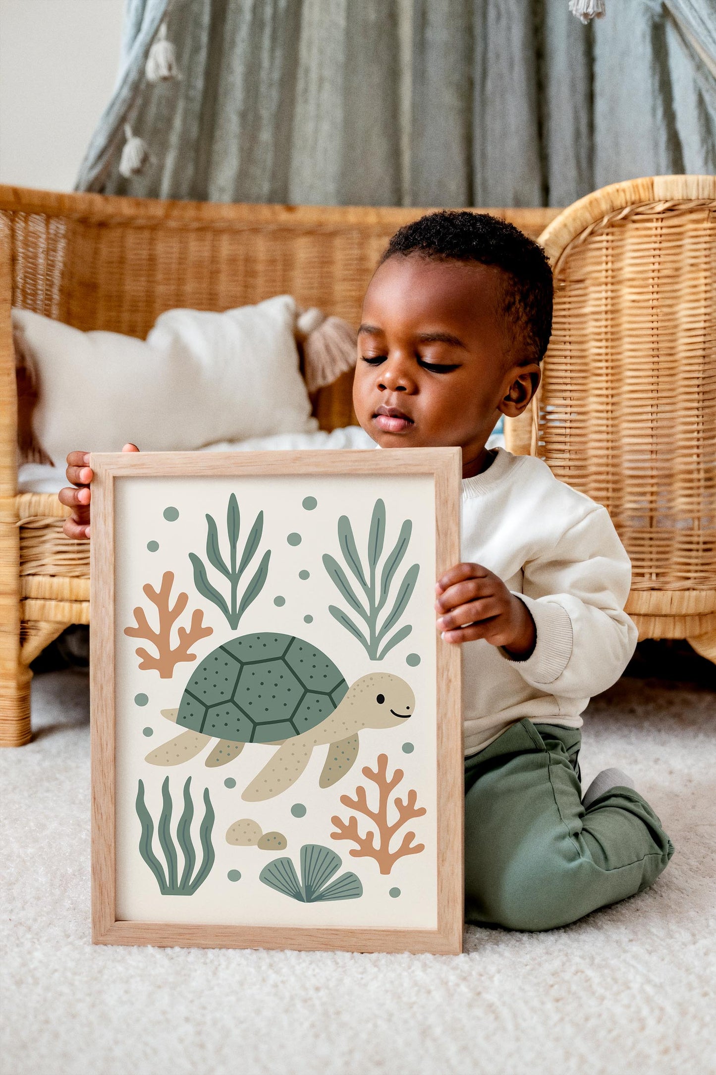 Swimming Turtle Poster – Ocean Kids Wall Art