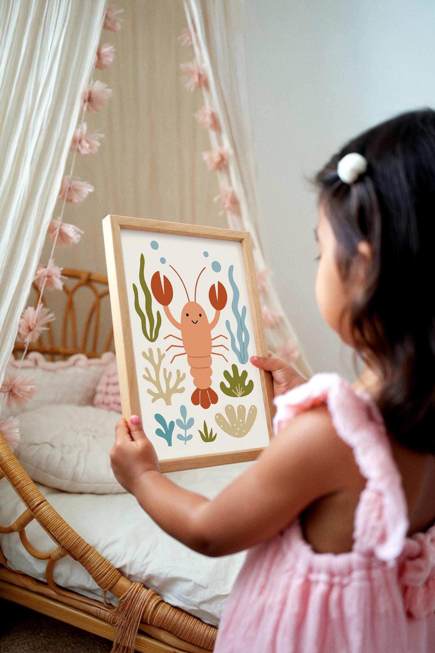 Cute Lobster Poster – Nautical Kids Wall Art