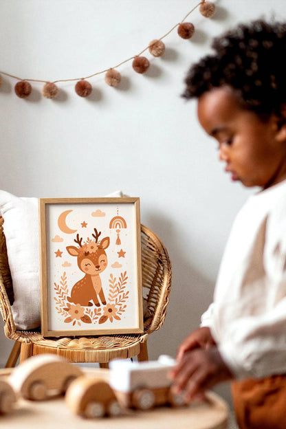 Boho Deer Poster – Cute Nursery Wall Art