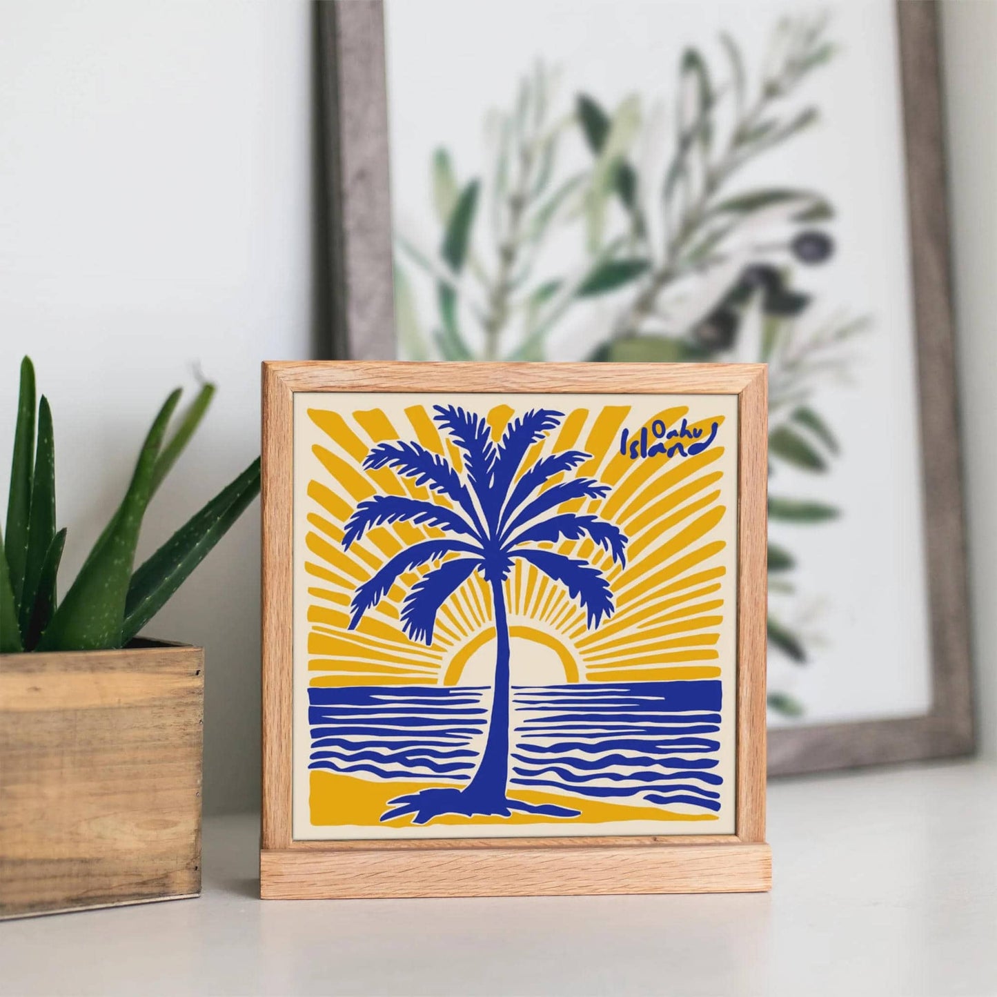 Oahu Hawaii Island Tropical Square Art Print