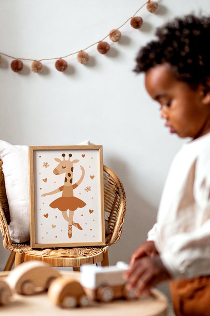 Cute Giraffe Ballerina Print - Kids Wall Ar