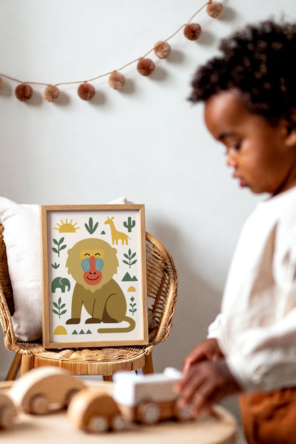 Mandrill Portrait Poster – Jungle Wildlife Wall Art