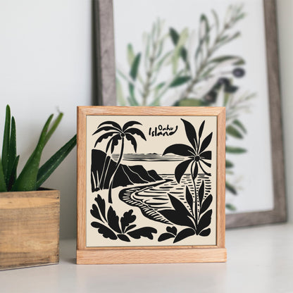Oahu Island Travel Square Art Print