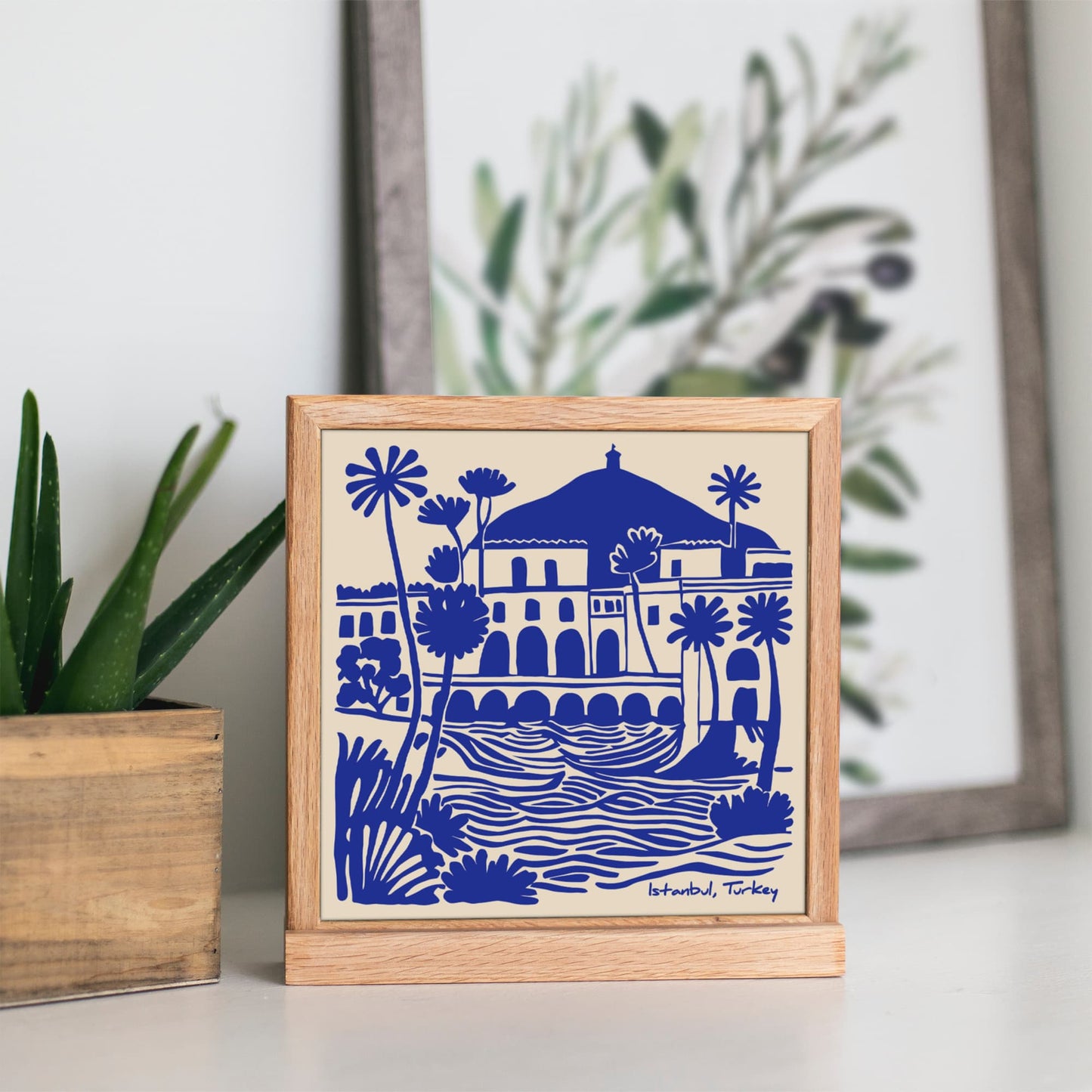 Istanbul Turkey Blue Travel Square Print