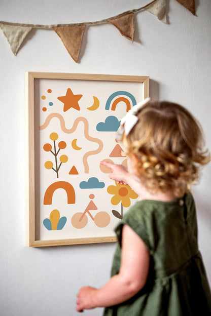 Abstract Kids Room Decor Poster – Playful & Modern Wall Art