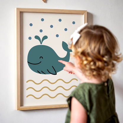 Whale Nursery Poster - Kids Room Decor