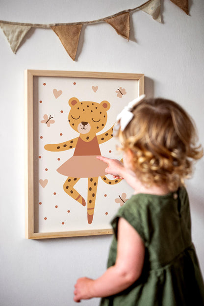 Cheetah Ballerina Print - Cute Kids Wall Art