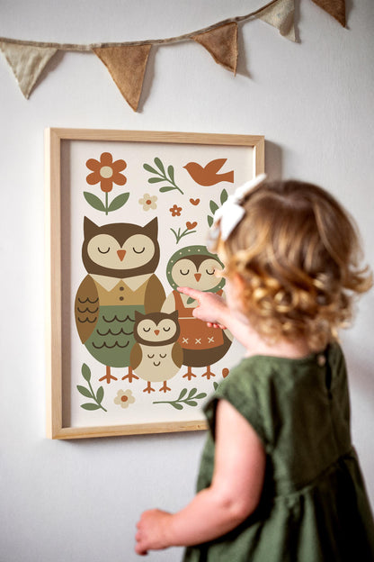 Owl Family Poster – Farmhouse Kids Wall Art