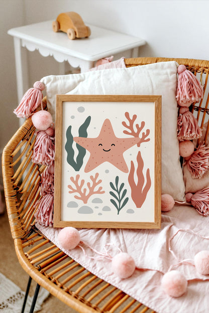 Pink Starfish Poster – Coastal Kids Wall Art