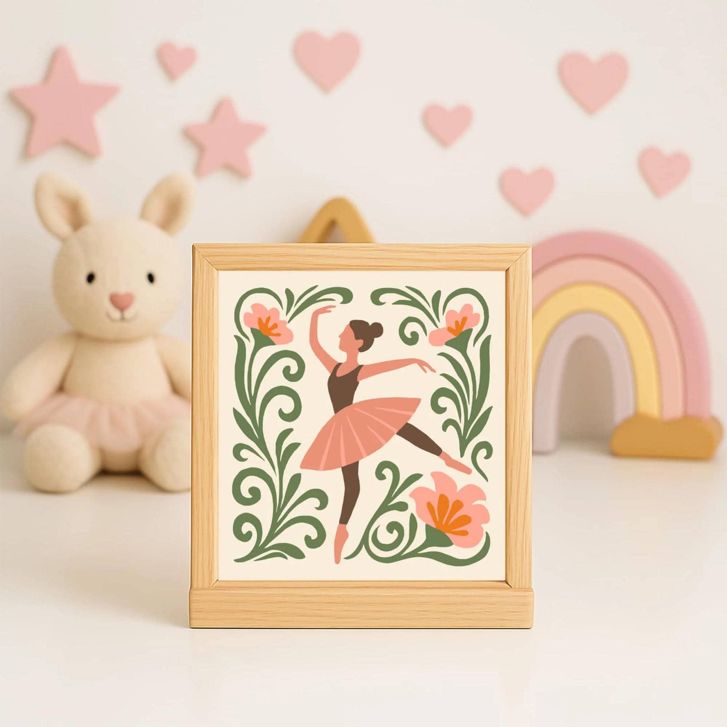 Boho Ballerina Art Print – Kids Room Wall Decor