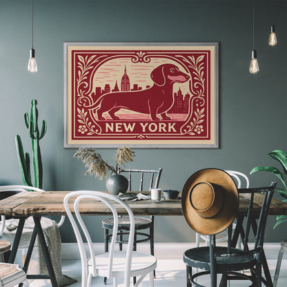 New York City Dachshund Dog Poster