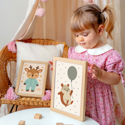 Funny Hamster Flying on Baloon Art Print - Kids room decor