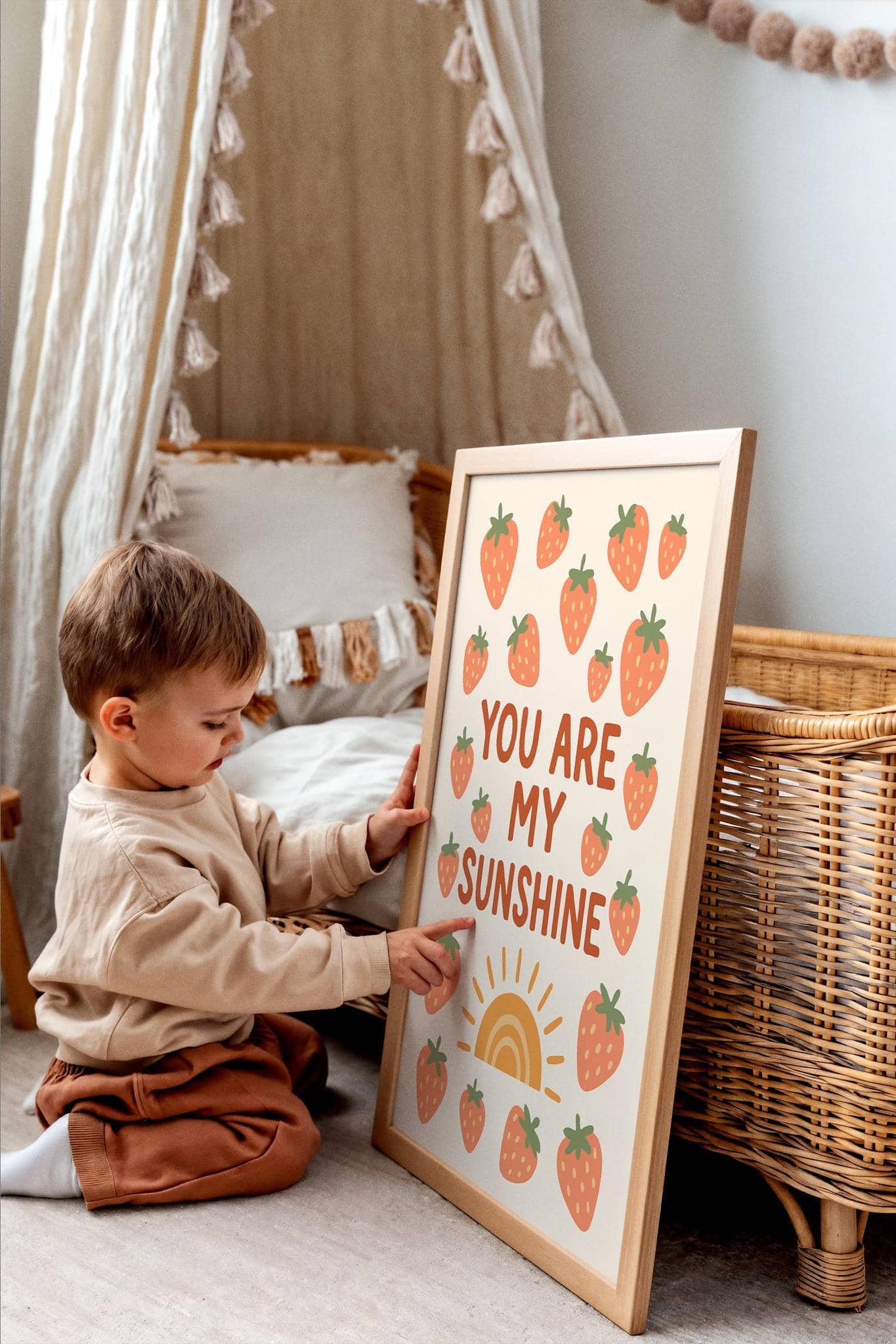 You Are My Sunshine – Boho Strawberry & Sun Art