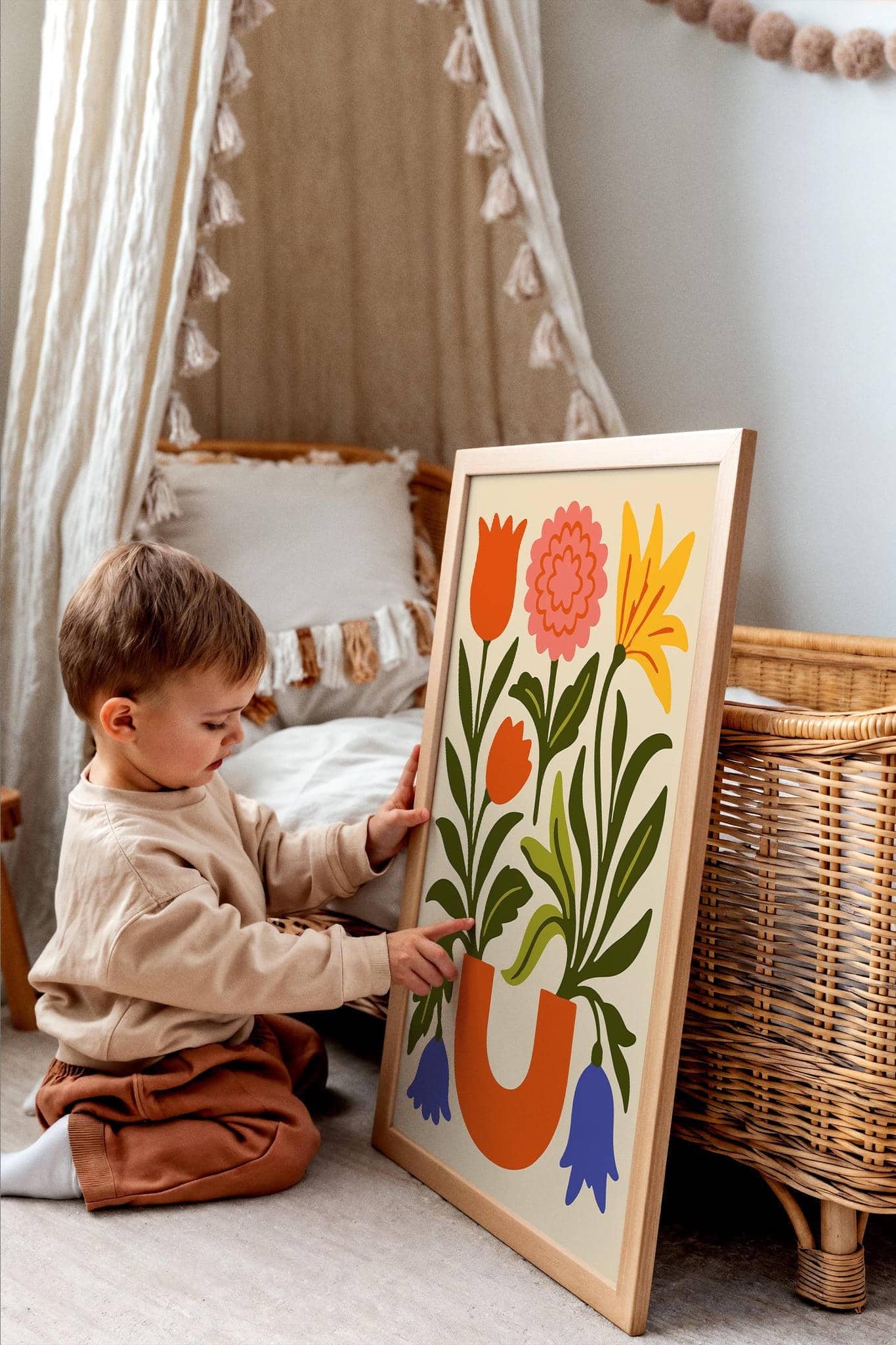 Colorful Abstract Flower Vase Wall Art