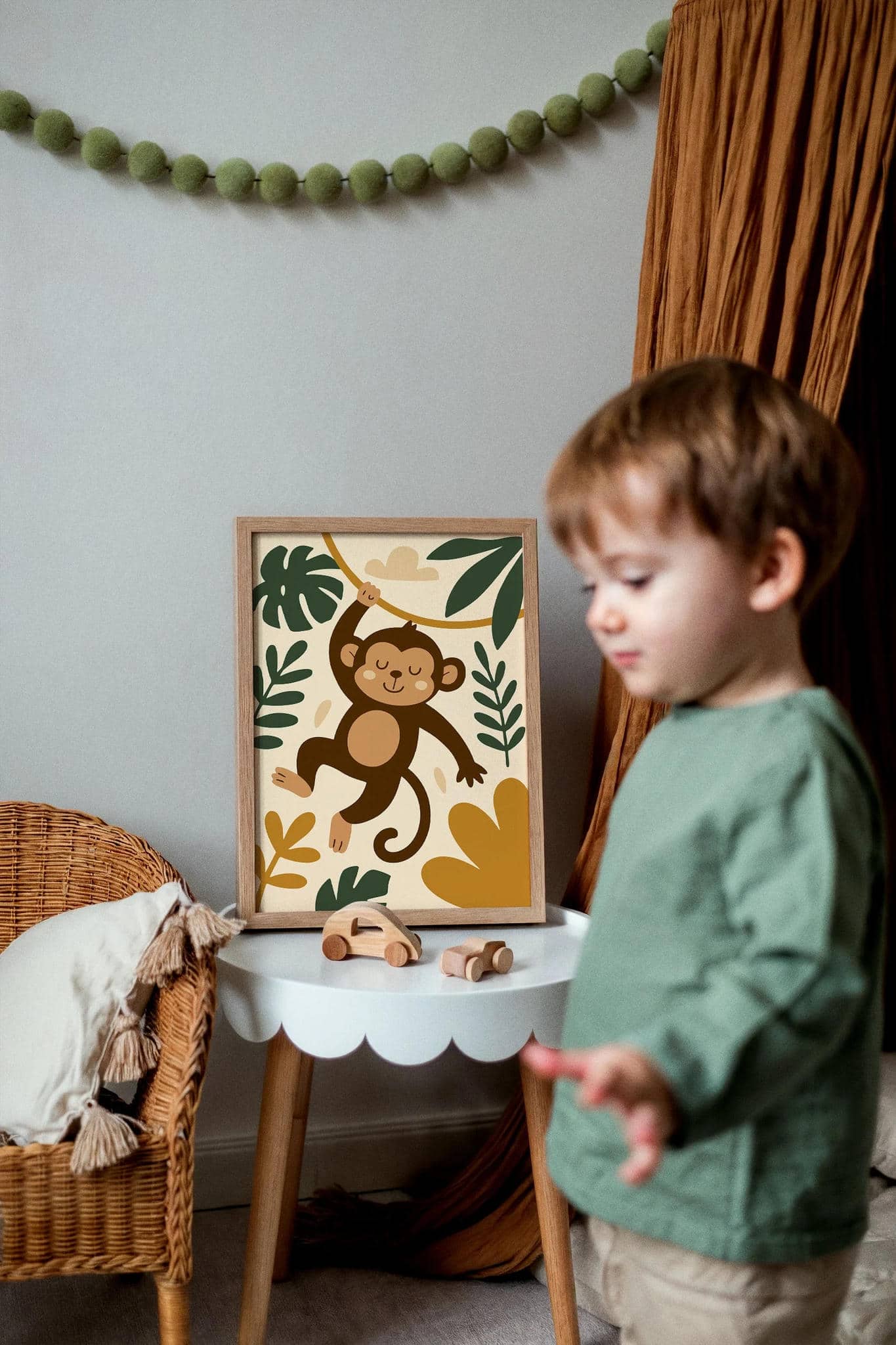 Tropical Jungle Monkey Poster – Cute Animal Print