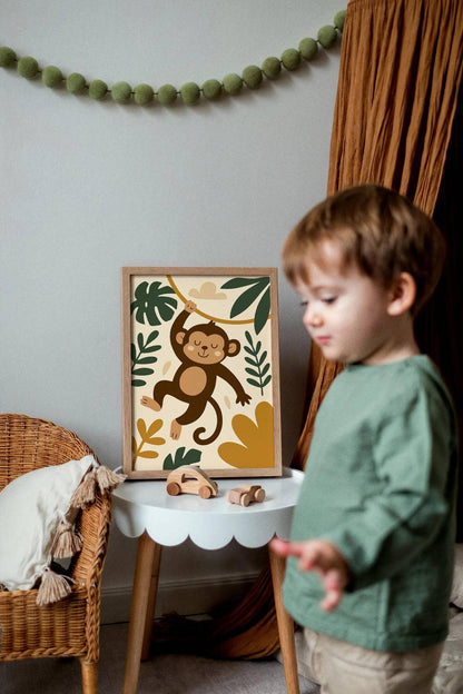 Tropical Jungle Monkey Poster – Cute Animal Print