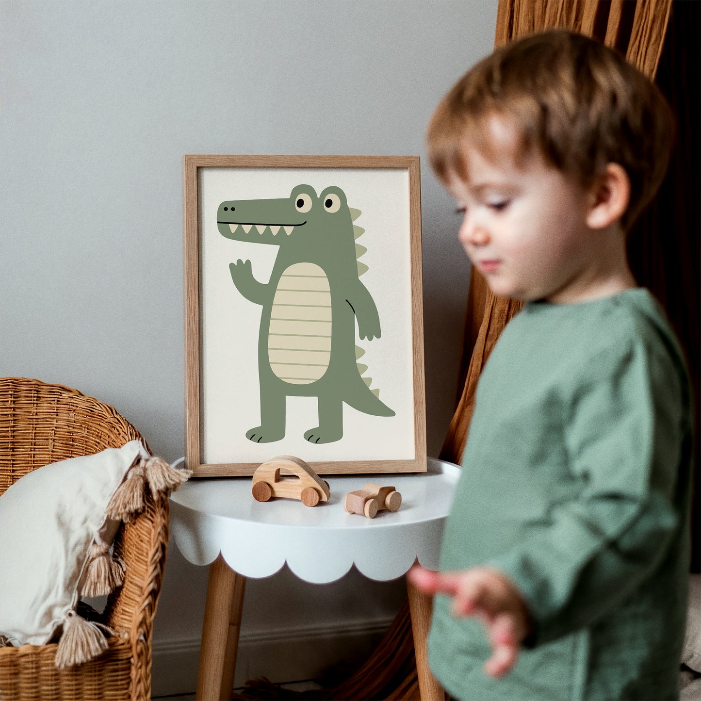 Cute Friendly Crocodil Art Print - Kids Room Wall Decor