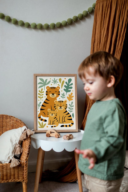 Tiger Family Poster – Jungle Kids Wall Art