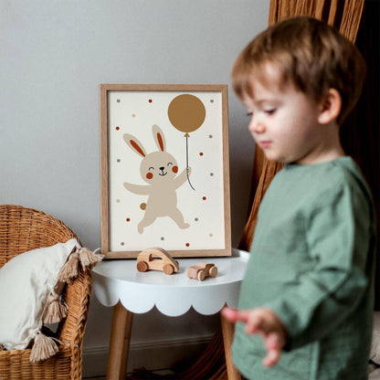 Cute Bunny with Balloon Poster