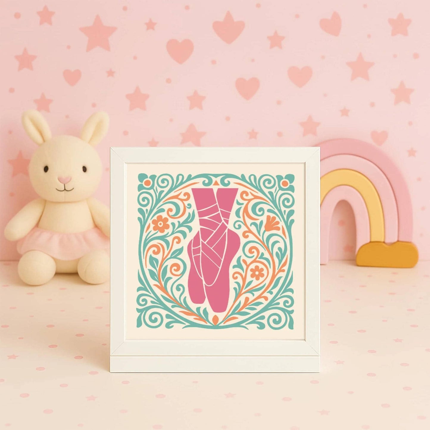Ballet Shoes Art Print – Girly Colors, Kids Room Wall Decor
