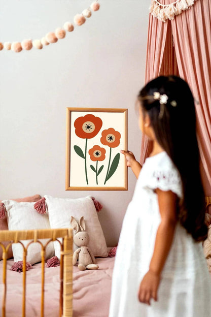 Poppy Flowers Poster – Minimalist Danish Style Wall Art