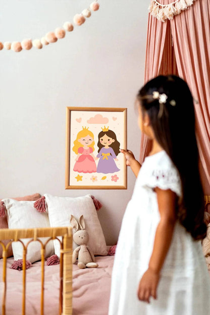 Playful Princesses Poster – Girls’ Room Decor