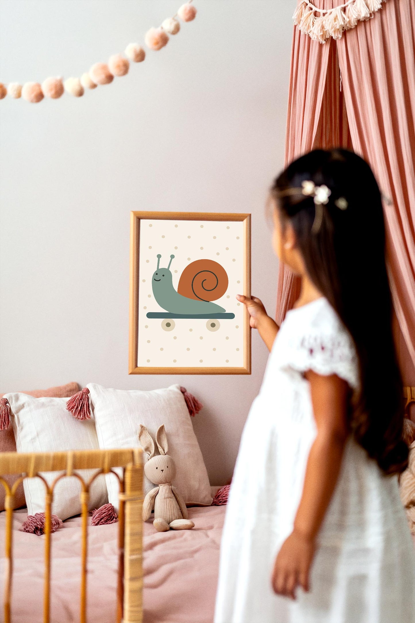 Skateboarding Snail Print - Scandinavian Kids Wall Art