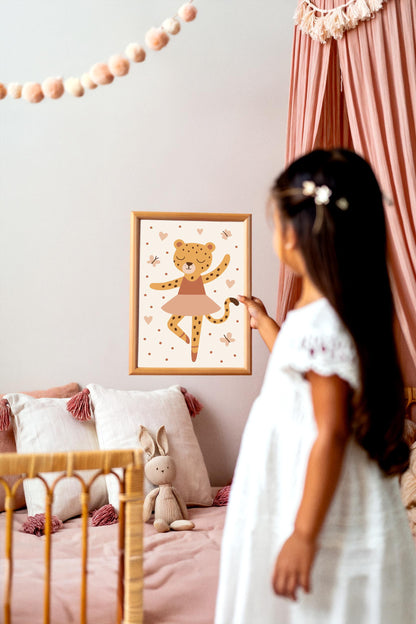 Cheetah Ballerina Print - Cute Kids Wall Art