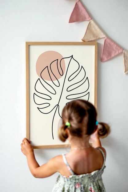 Monstera Leaf Line Art Poster – Minimalist Wall Art