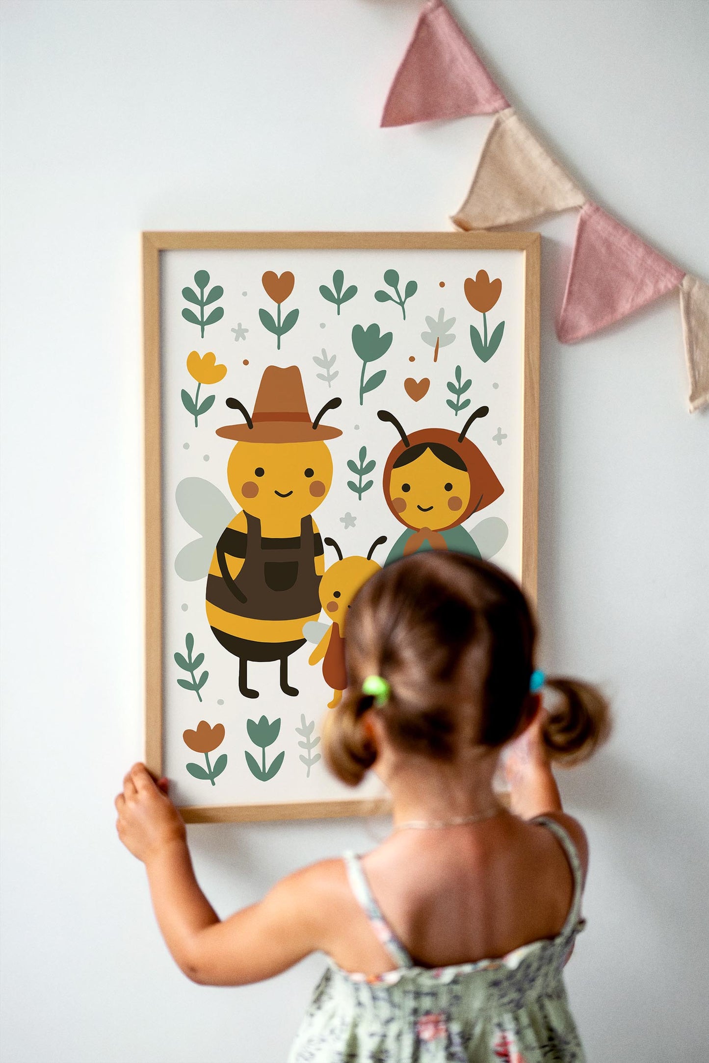 Bee Family Poster - Scandinavian Wall Art