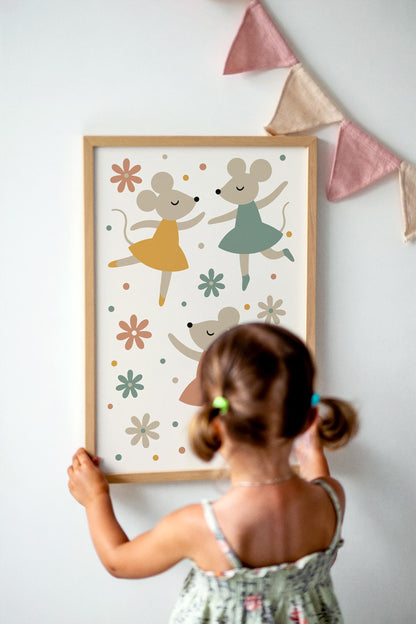 Little Mice Ballet Print - Cute Kids Wall Art