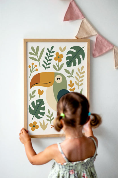 Cute Toucan Print - Jungle Kids Wall Art