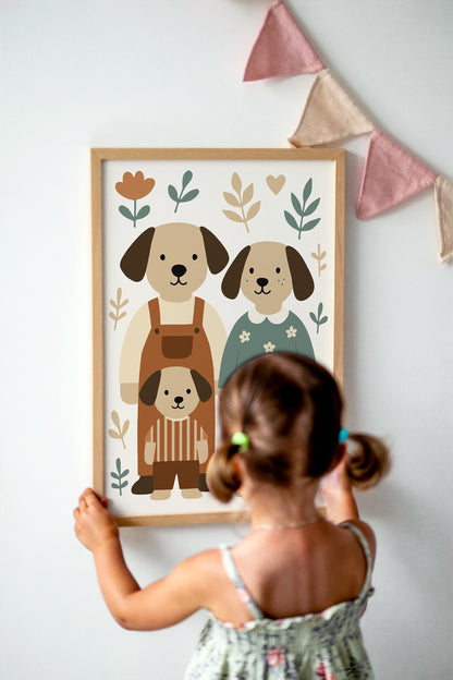 Dog Family Poster – Kids Room Wall Art