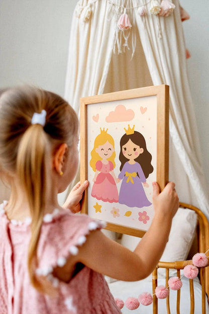Playful Princesses Poster – Girls’ Room Decor