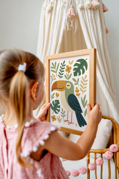 Cute Toucan Print - Jungle Kids Wall Art