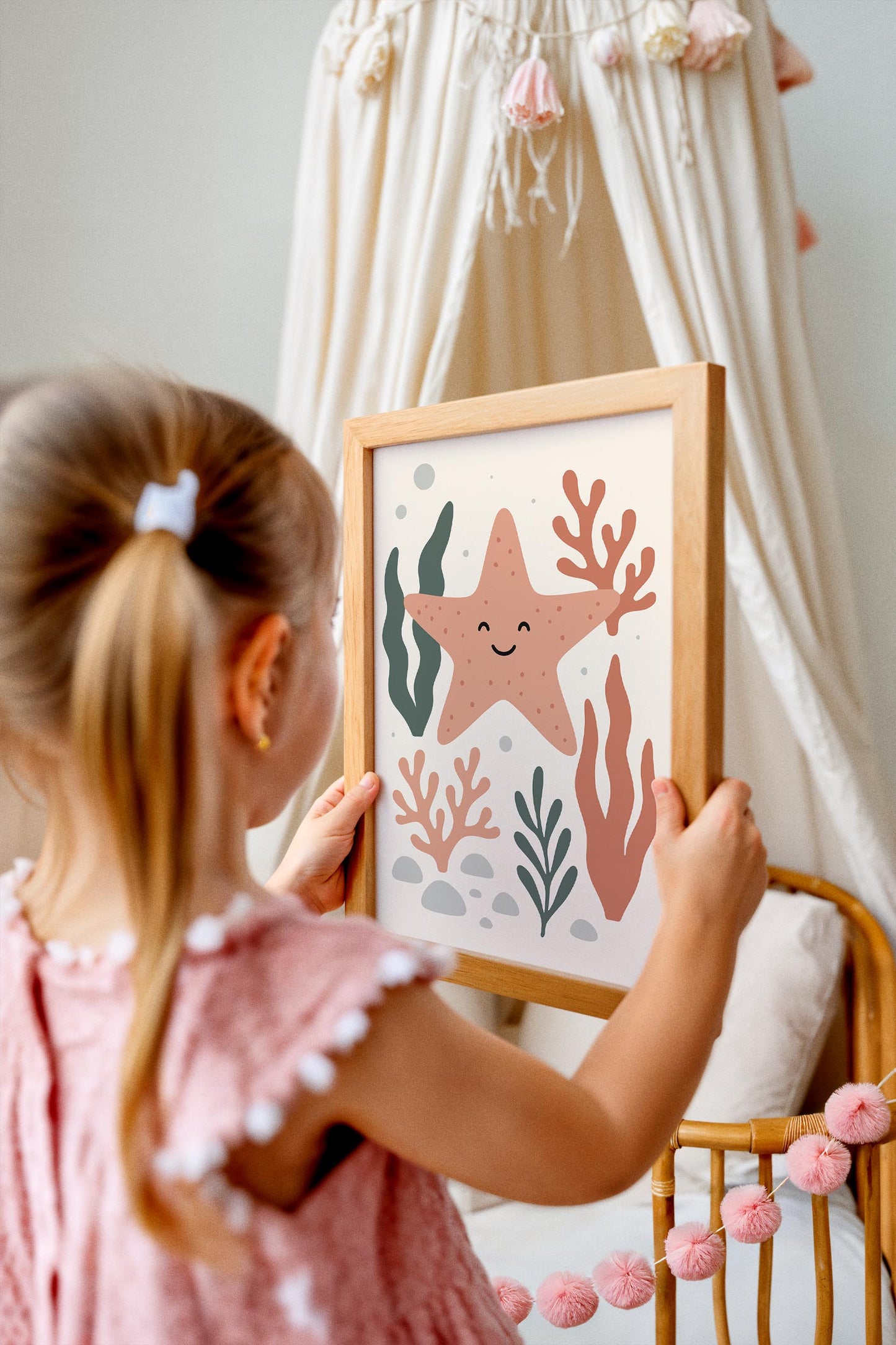 Pink Starfish Poster – Coastal Kids Wall Art