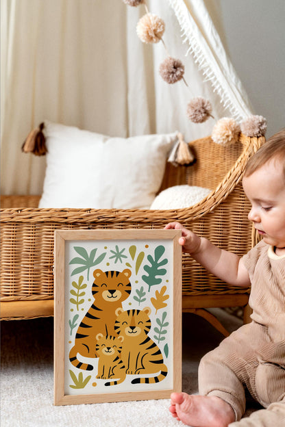 Tiger Family Poster – Jungle Kids Wall Art